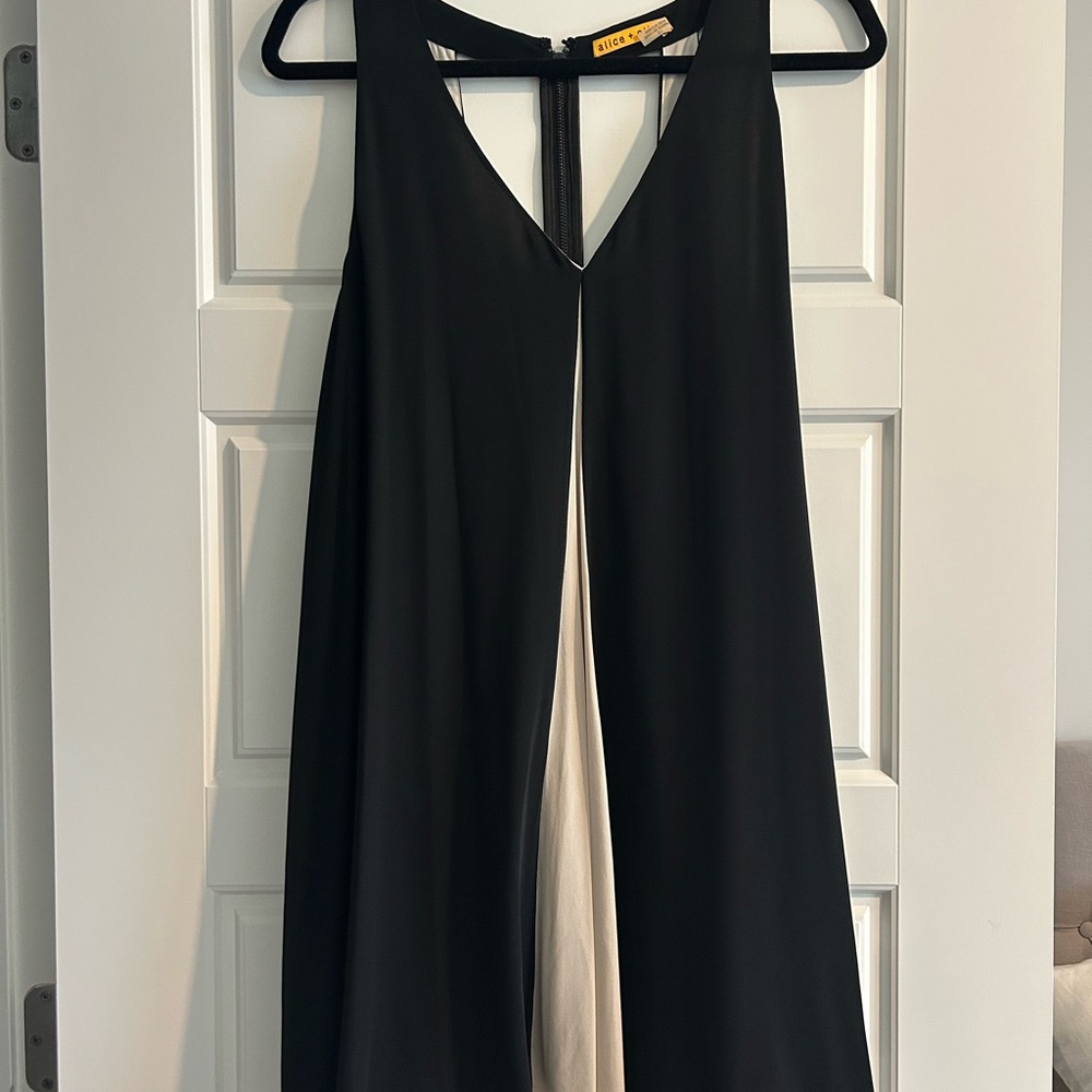 Black and Cream Sleeveless Dress